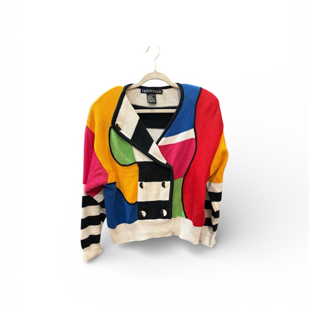Vintage 90s color block Women's Sweater